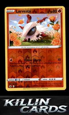 Reverse Holofoil Larvesta 023/198 Pokemon Common SWSH06: Chilling Reign Card NM