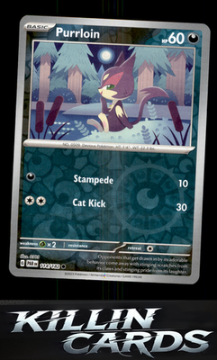 Reverse Holofoil Purrloin 114/182 Pokemon Common SV04: Paradox Rift Card NM