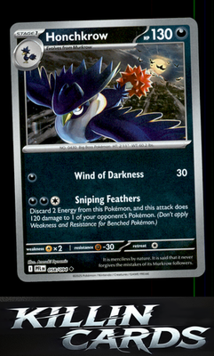 Reverse Holofoil Honchkrow 058/094 Pokemon Uncommon ME02: Phantasmal Flames Card