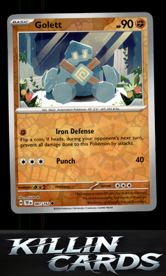 Reverse Holofoil Golett 087/162 Pokemon Common SV05: Temporal Forces Card NM
