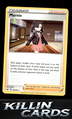 Marnie 169/202 Pokemon Holo Rare SWSH01: Sword & Shield Base Set Card LP
