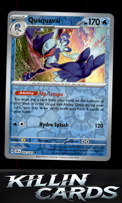 Reverse Holofoil Quaquaval 052/191 Pokemon Uncommon SV08: Surging Sparks Card NM