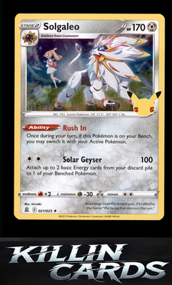 Solgaleo 021/025 Pokemon Holo Rare Celebrations Card NM