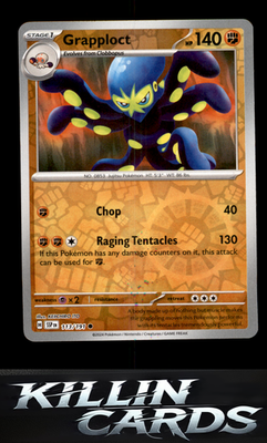 Reverse Holofoil Grapploct 113/191 Pokemon Common SV08: Surging Sparks Card NM
