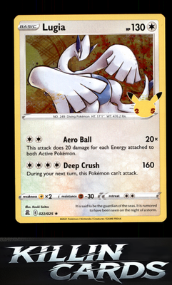 Lugia 022/025 Pokemon Holo Rare Celebrations Card NM