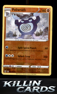 Reverse Holofoil Poliwrath 085/196 Pokemon Rare SWSH11: Lost Origin Card NM