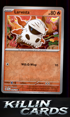 Reverse Holofoil Larvesta 028/159 Pokemon Common SV09: Journey Together Card NM