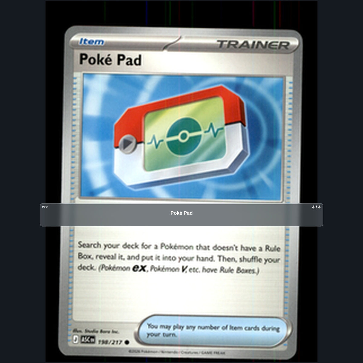 Pokemon TCG Poké Pad Trainer Card Playset 4 Cards