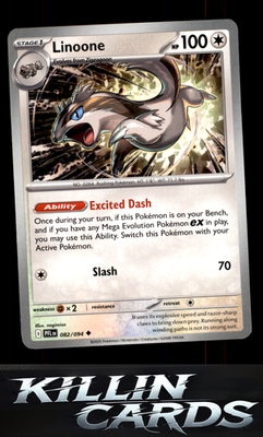 Linoone 082/094 Pokemon Uncommon ME02: Phantasmal Flames Card NM