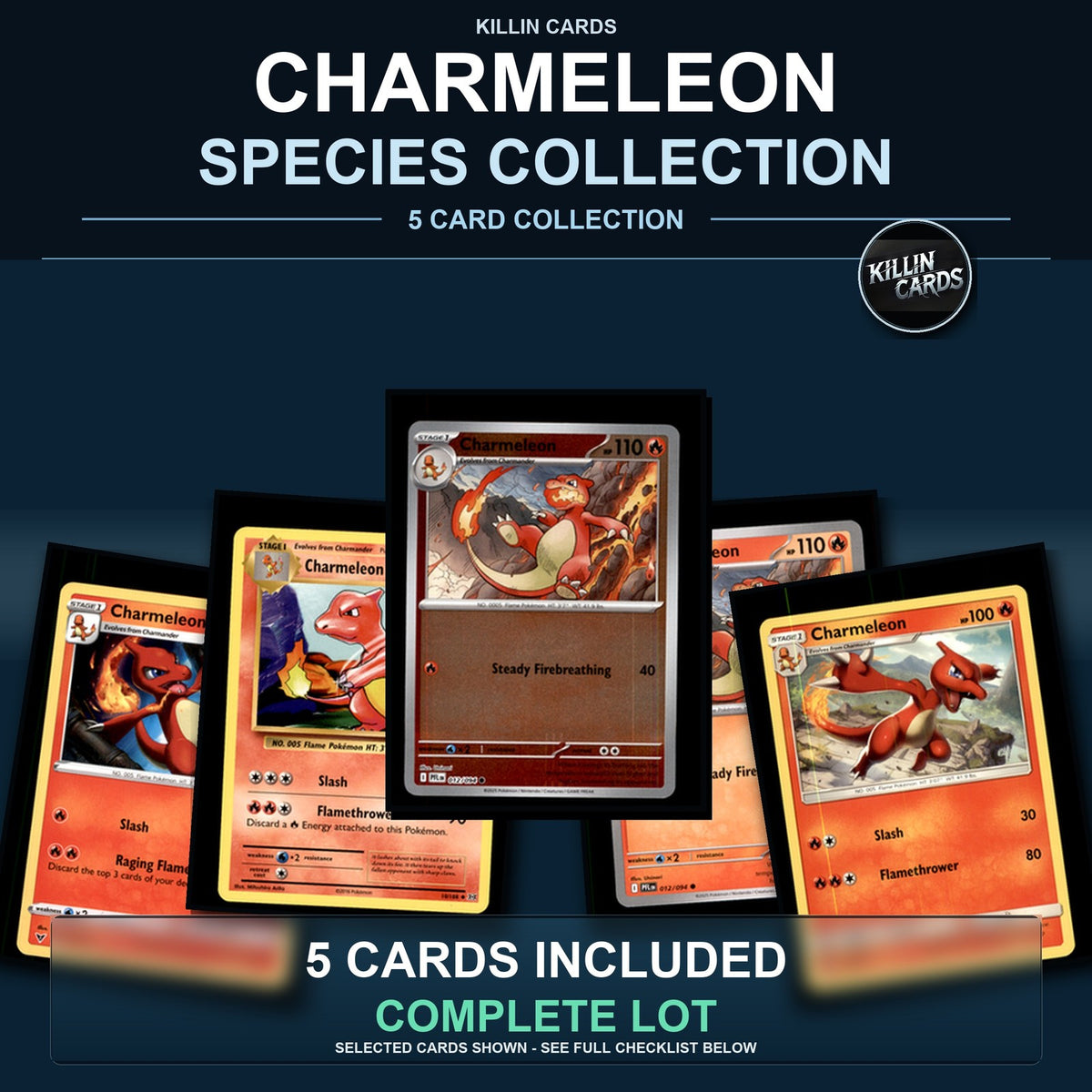 Pokemon TCG Charmeleon Species Collection 5 Different Cards