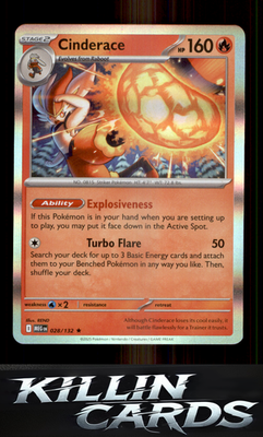 Cinderace 028/132 Pokemon Rare ME01: Mega Evolution Card NM