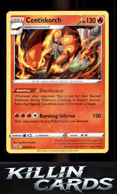 Centiskorch 030/163 Pokemon Rare SWSH05: Battle Styles Card NM