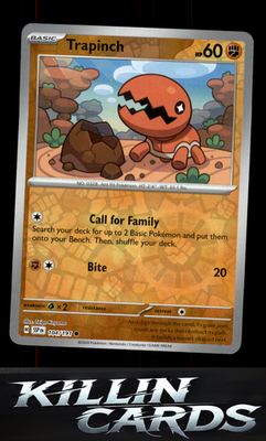 Reverse Holofoil Trapinch 104/191 Pokemon Common SV08: Surging Sparks Card NM