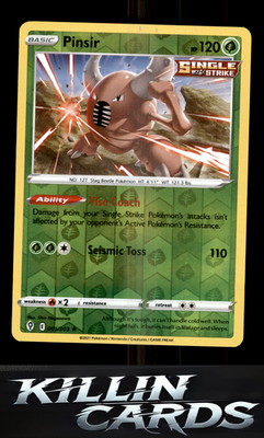 Reverse Holofoil Pinsir 001/203 Pokemon Rare SWSH07: Evolving Skies Card NM