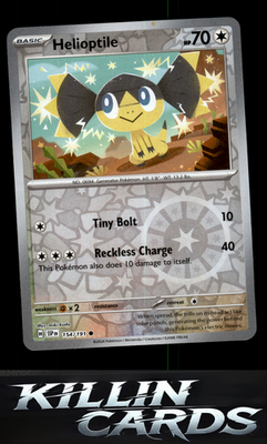 Reverse Holofoil Helioptile 154/191 Pokemon Common SV08: Surging Sparks Card NM