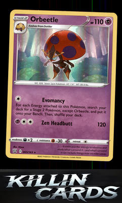 Orbeetle 065/163 Pokemon Holo Rare SWSH05: Battle Styles Card NM