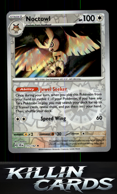 Reverse Holofoil Noctowl 115/142 Pokemon Rare SV07: Stellar Crown Card NM