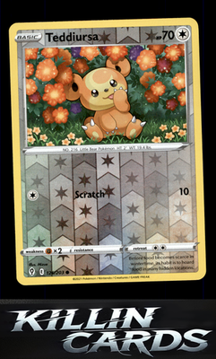 Reverse Holofoil Teddiursa 126/203 Pokemon Common SWSH07: Evolving Skies Card NM