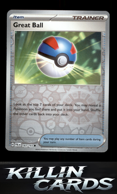 Reverse Holofoil Great Ball 183/193 Pokemon Common SV02: Paldea Evolved Card NM