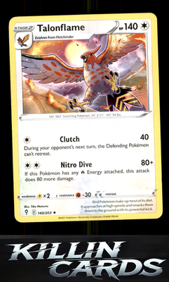 Talonflame 140/203 Pokemon Rare SWSH07: Evolving Skies Card NM