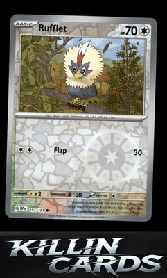 Reverse Holofoil Rufflet 152/191 Pokemon Common SV08: Surging Sparks Card NM
