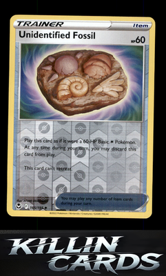Reverse Holofoil Unidentified Fossil 165/195 Pokemon Uncommon SWSH12: Silver Tem
