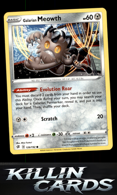 Galarian Meowth 126/192 Pokemon Common SWSH02: Rebel Clash Card NM