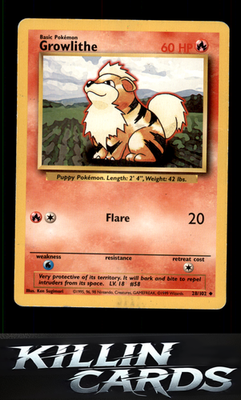 Growlithe 028/102 Pokemon Uncommon Base Set Card LP