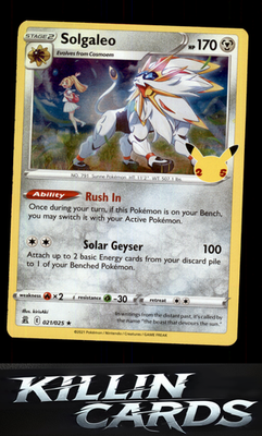 Solgaleo 021/025 Pokemon Holo Rare Celebrations Card NM