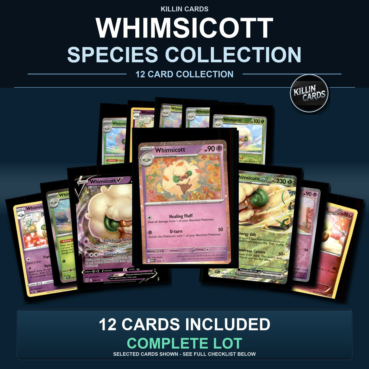 Pokemon TCG Whimsicott Species Collection 12 Different Cards