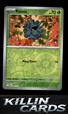 Reverse Holofoil Pineco 004/182 Pokemon Common SV10: Destined Rivals Card NM