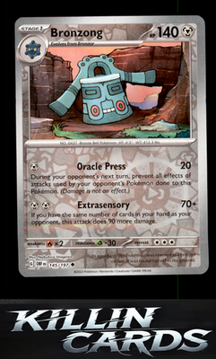 Reverse Holofoil Bronzong 145/197 Pokemon Uncommon SV03: Obsidian Flames Card NM
