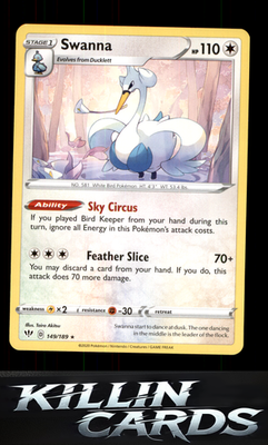 Swanna 149/189 Pokemon Rare SWSH03: Darkness Ablaze Card NM