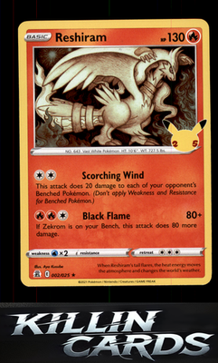 Reshiram 002/025 Pokemon Holo Rare Celebrations Card NM