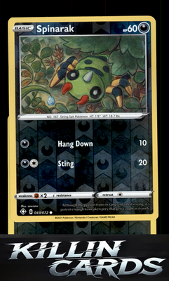 Reverse Holofoil Spinarak 043/072 Pokemon Common Shining Fates Card NM