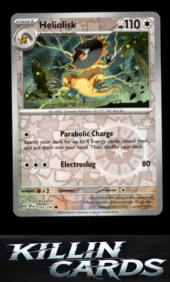 Reverse Holofoil Heliolisk 155/191 Pokemon Common SV08: Surging Sparks Card NM
