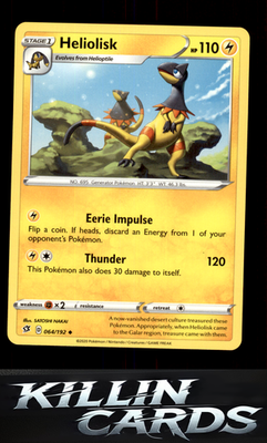 Heliolisk 064/192 Pokemon Uncommon SWSH02: Rebel Clash Card NM
