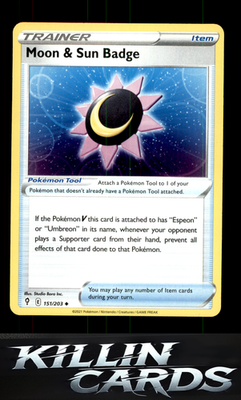Moon & Sun Badge 151/203 Pokemon Uncommon SWSH07: Evolving Skies Card NM