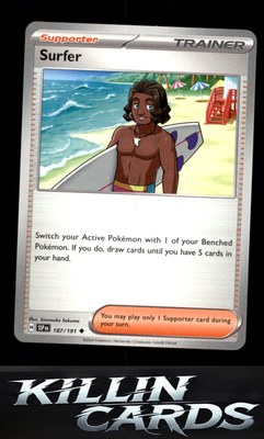 Surfer - 187/191 187/191 Pokemon Uncommon SV08: Surging Sparks Card NM