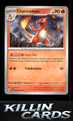 Charmeleon - 008/091 008/091 Pokemon Uncommon SV: Paldean Fates Card NM