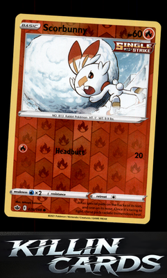 Reverse Holofoil Scorbunny 026/198 Pokemon Common SWSH06: Chilling Reign Card NM