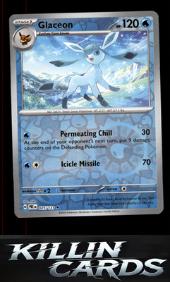 Reverse Holofoil Glaceon 025/131 Pokemon Rare SV: Prismatic Evolutions Card NM