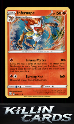 Infernape 026/172 Pokemon Holo Rare SWSH09: Brilliant Stars Card NM
