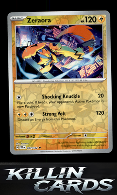 Reverse Holofoil Zeraora 057/162 Pokemon Uncommon SV05: Temporal Forces Card NM