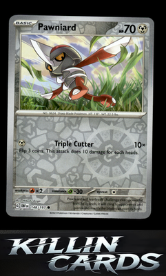 Reverse Holofoil Pawniard 148/197 Pokemon Common SV03: Obsidian Flames Card NM