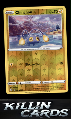Reverse Holofoil Chinchou 052/203 Pokemon Common SWSH07: Evolving Skies Card NM