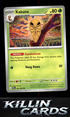 Kakuna 002/086 Pokemon Common ME04: Chaos Rising Card NM