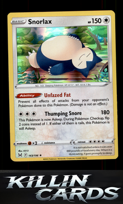 Snorlax 143/196 Pokemon Holo Rare SWSH11: Lost Origin Card NM