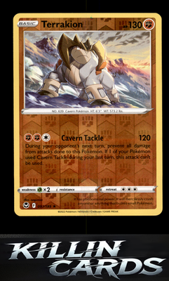 Reverse Holofoil Terrakion 097/195 Pokemon Holo Rare SWSH12: Silver Tempest Card