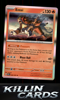 Entei 030/197 Pokemon Rare SV03: Obsidian Flames Card NM